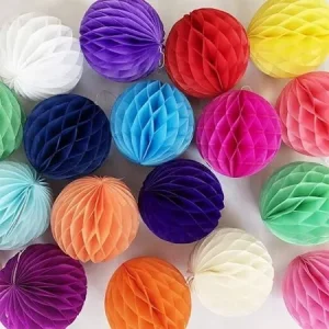 Christmas Tissue Paper Hanging Paper Fans Honeycomb Balls